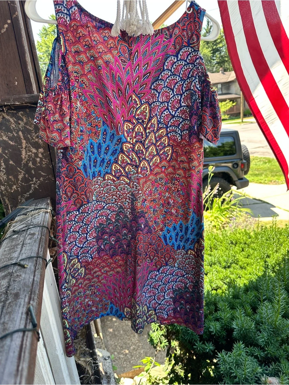 MSK Multicolor Paisley Shift Dress with Blue and Pink Accents